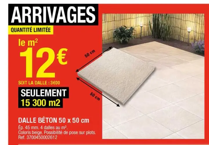 Dalles béton 50x50 Brico Dépôt : Prix et options à ne pas manquer